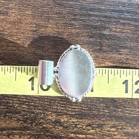 VTG Sterling Silver 925 Engravable Beaded Border Oval Pendant Size 1" Length - Picture 6 of 8